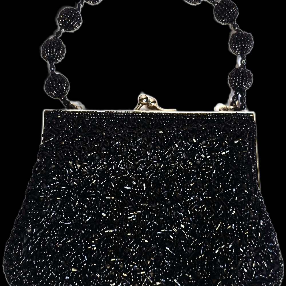 Elegant Black Beaded Women's Handbag